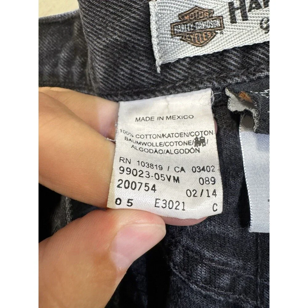 Harley Davidson Jeans Mens 36x34 Black Denim Straight Leg Biker Moto Vintage